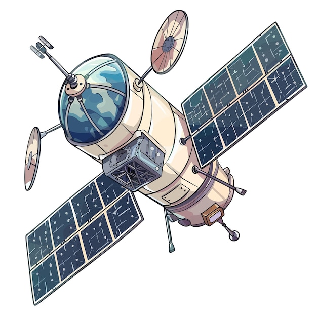 a drawing of a space shuttle with the word satellite on it