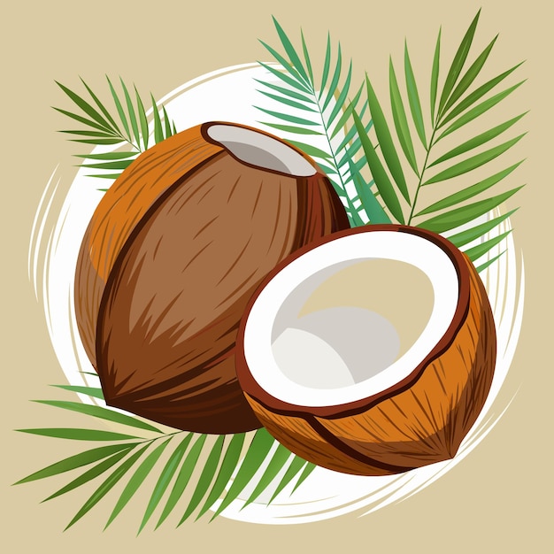a drawing of coconuts and coconuts on a white plate