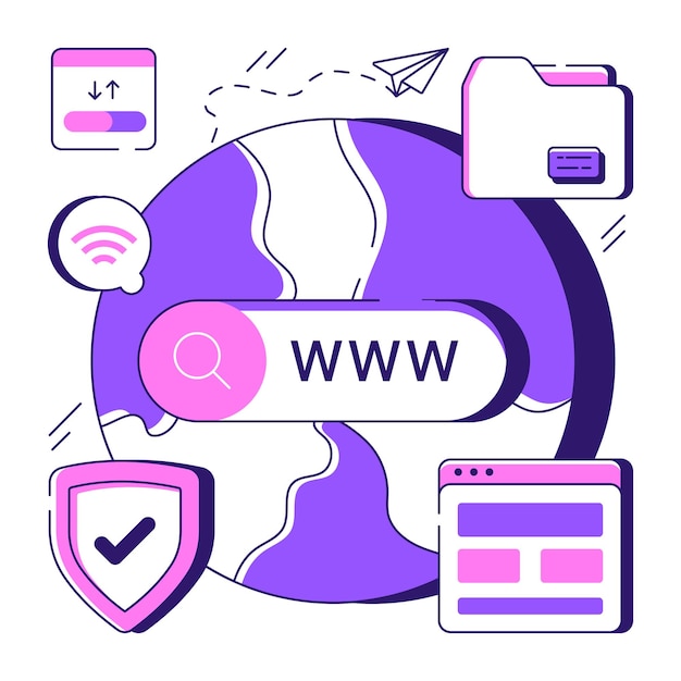 A flat design illustration of web browser