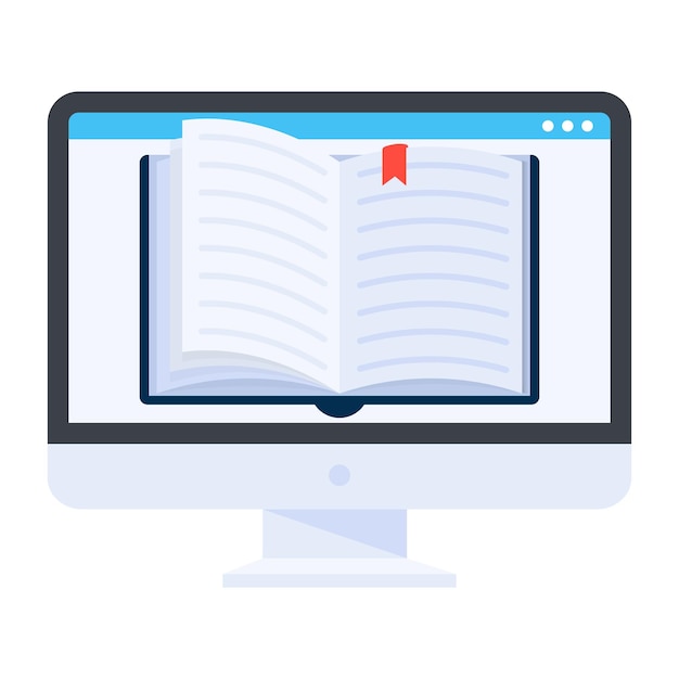 A flat icon of online book 