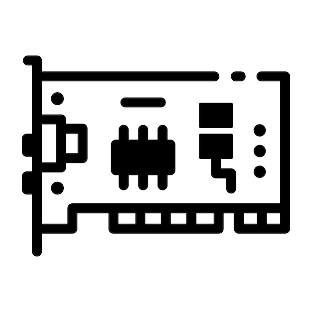 A glyph style icon of a network card