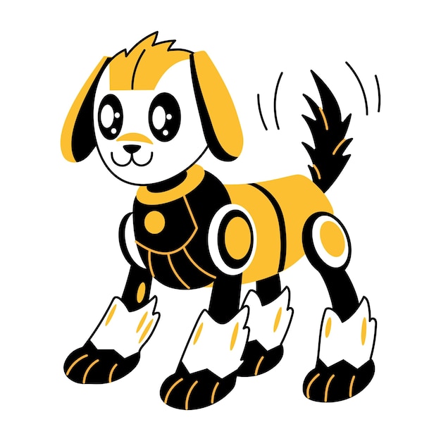 a hand drawn illustration of a robotic pet