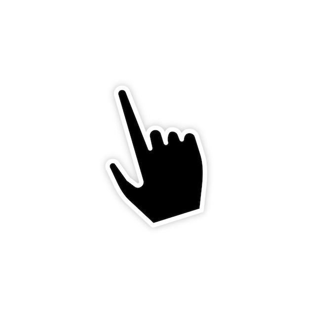 a hand pointing to the right with the word hand on it