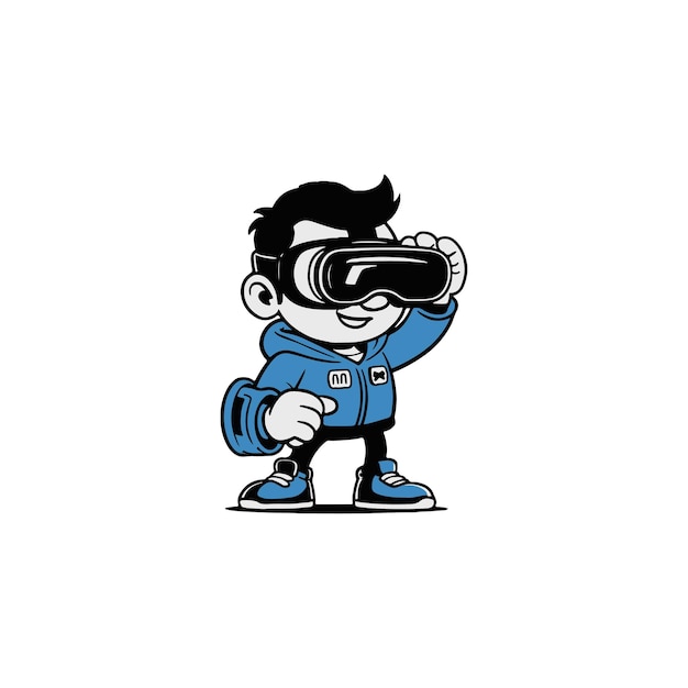 A illustration of a guy wearing a vr headset