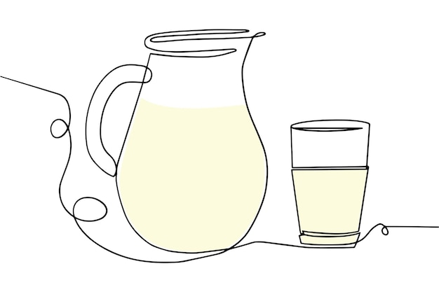 A jug and a glass of milk Vector illustration in a flat style isolated on a white background