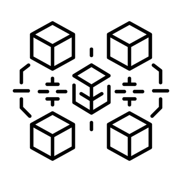 A line style icon depicting blockchain modelling