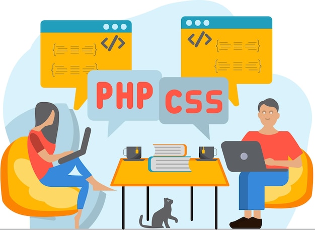 A man and woman sit in a chair with the word programming on them.