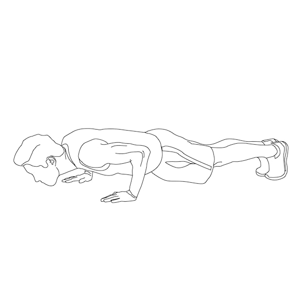 A man doing a plank with one hand on the other.