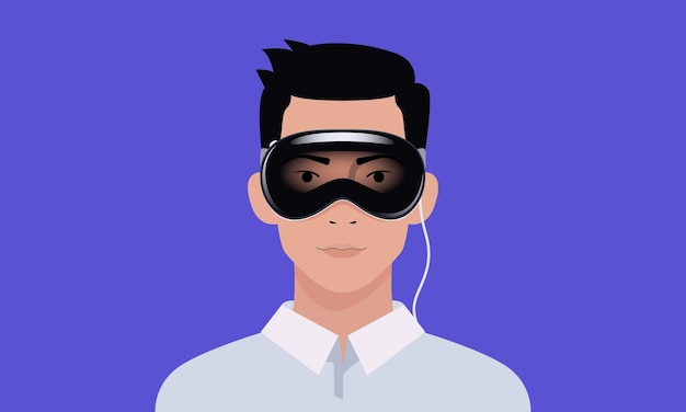 A Man wearing a Virtual Reality Headset Technology AR and VR Vector Illustration
