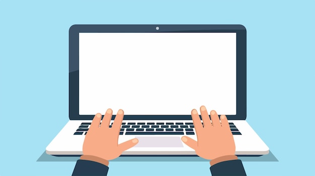 a man working on a laptop with a blank screen above him