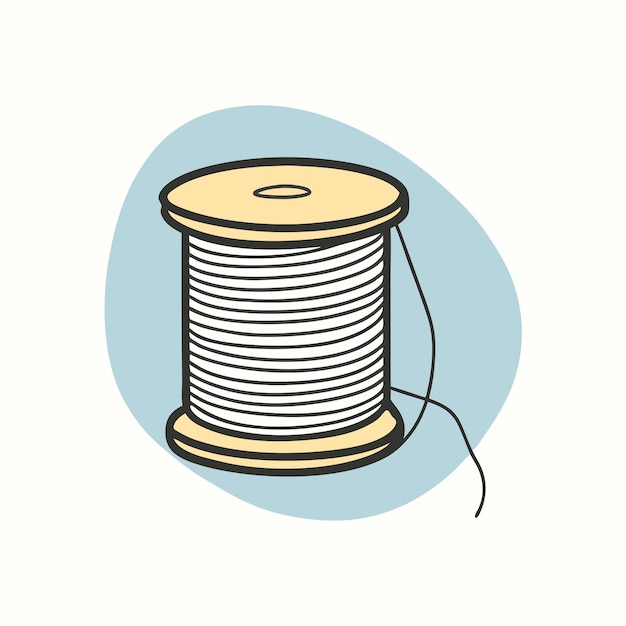 a minimalist vector silhouette of a spool of thread with a needle inserted into the side