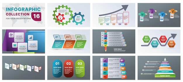 a modern infographic template featuring a collection of geometric shapes flow diagrams and progress charts ideal for business presentations marketing strategies and data analysis flat design