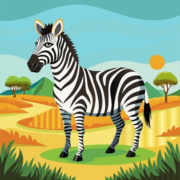 a painting of a zebra with a sky background