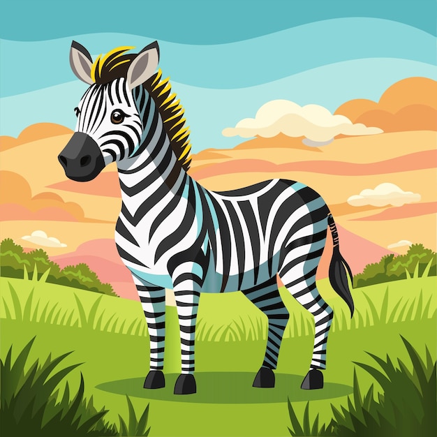 a painting of a zebra with a sky background
