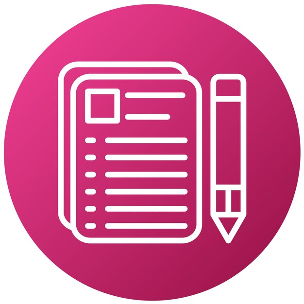 a pink and white circle with a pen and a pen