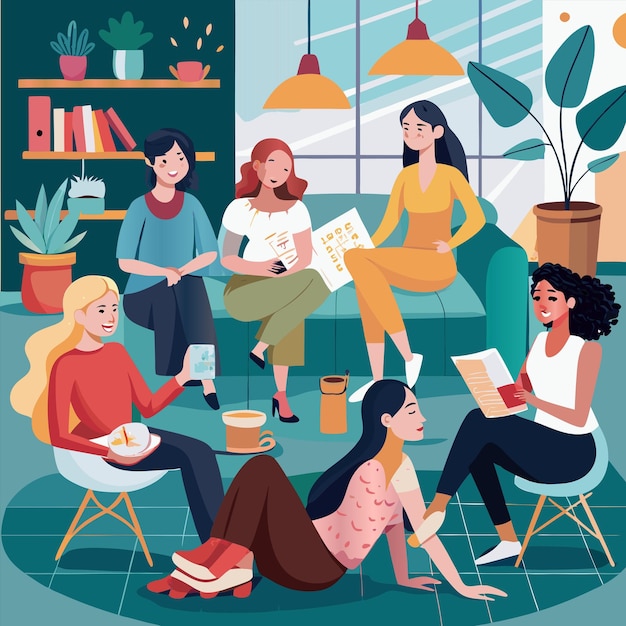 a poster with a picture of women reading a magazine
