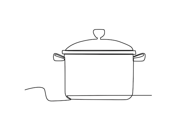 a pot for boiling water cooking and kitchen tools oneline drawing
