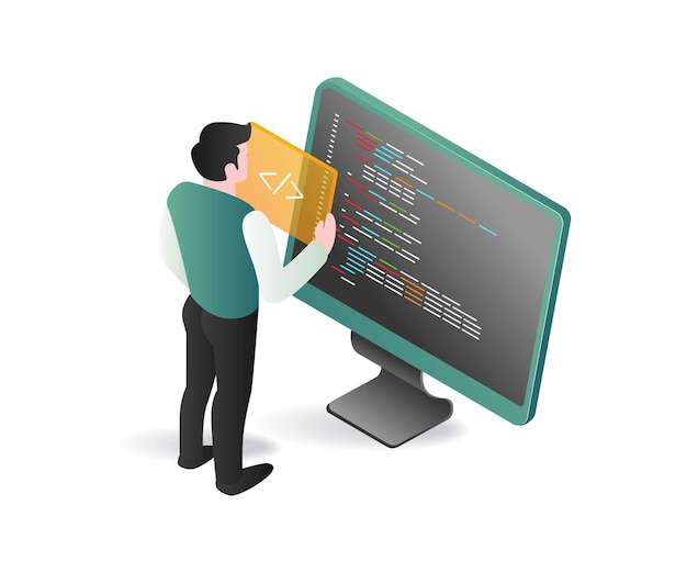 A programmer is working on a computer
