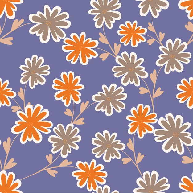 a purple background with yellow and orange flowers and a brown one with orange and yellow flowers