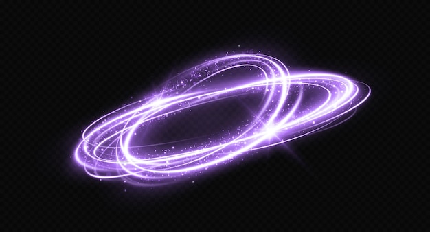 A purple flash flies in a circle in a luminous ring Circles frames with glitter light effect