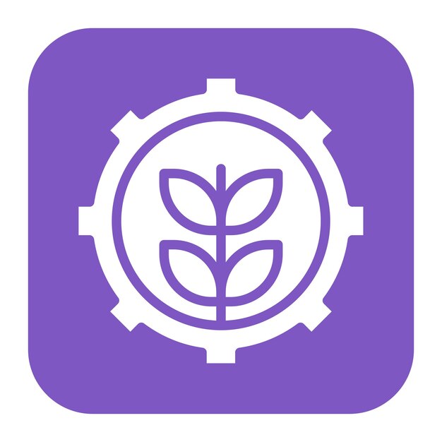 a purple logo with a plant on it