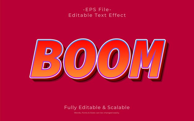 A red and orange boom text effect with a red background.