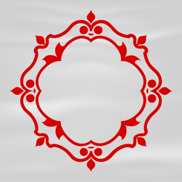 a red and white design with a red border