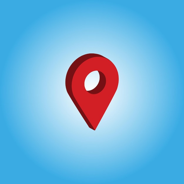 A red map marker with a blue background