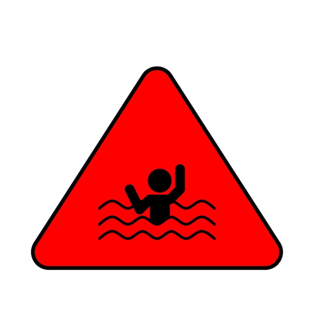 a red triangle with a person swimming in it