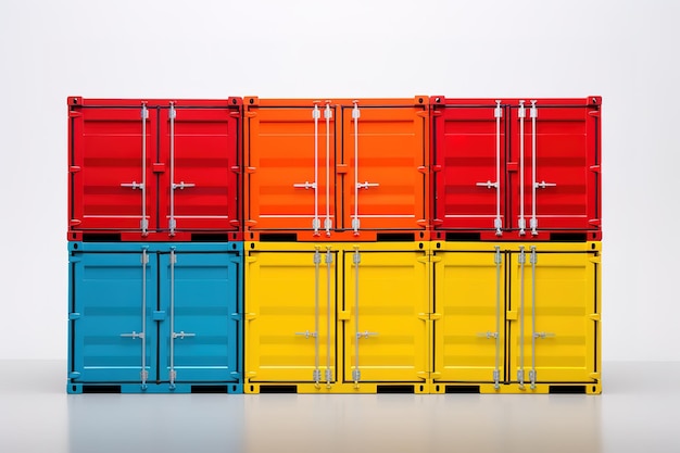 a row of colorful containers with one that says  no