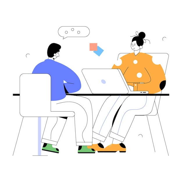 A scalable flat illustration of interview