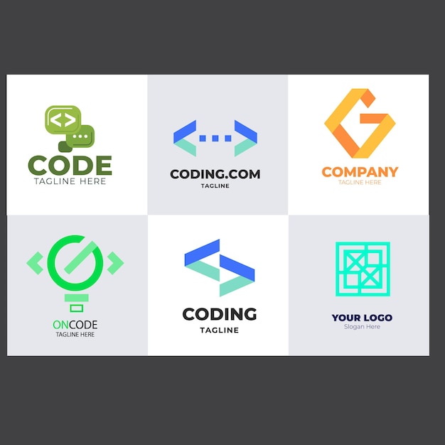 a series of logos including the code code