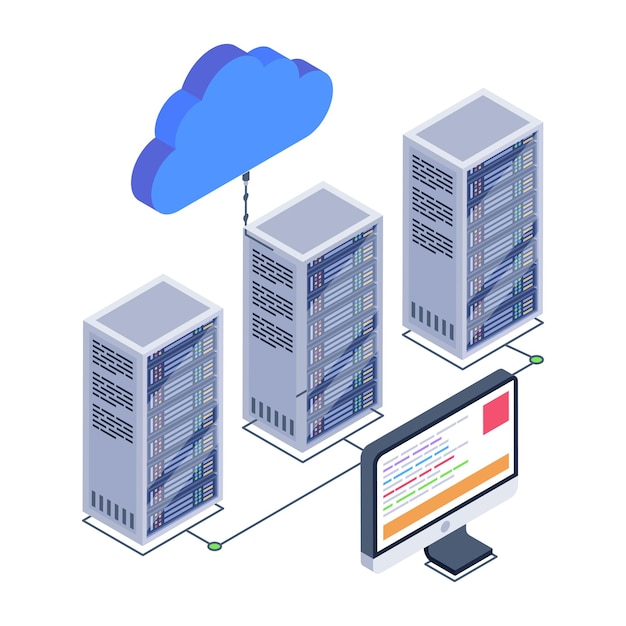 a server room icon in isometric design premium download