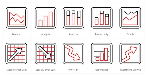 A set of 10 Diagrams and Reports icons as analytics analysis statistics