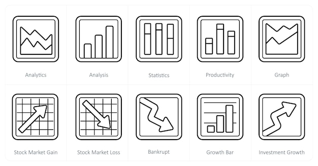 A set of 10 Diagrams and Reports icons as analytics analysis statistics