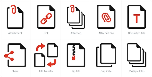 A set of 10 File icons as attachment link attached