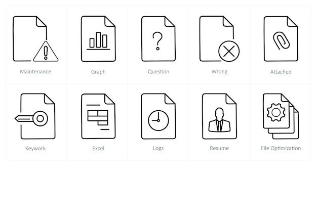 A set of 10 File icons as maintenance graph question
