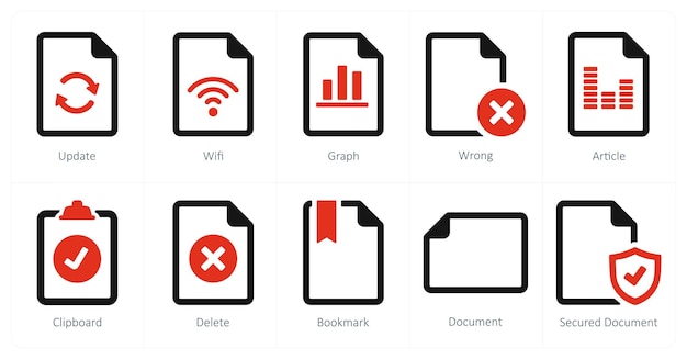 A set of 10 File icons as update wifi graph
