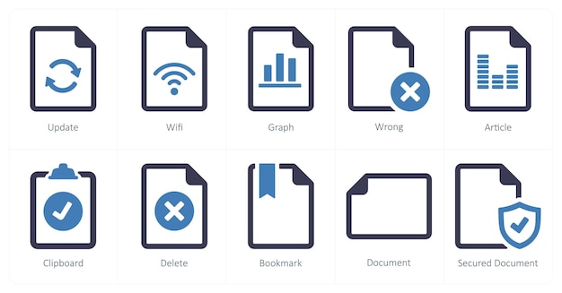 A set of 10 File icons as update wifi graph