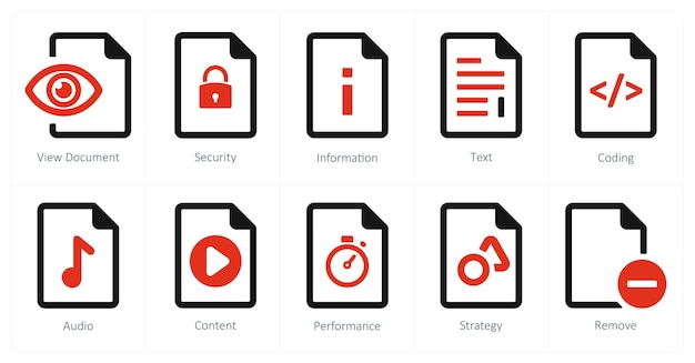 A set of 10 File icons as view document security information