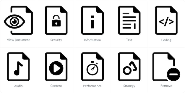 A set of 10 File icons as view document security information
