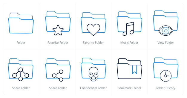 a set of 10 folder icons as folder favorite folder music folder