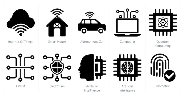 A set of 10 mix icons as internet of things smart house autonomous car