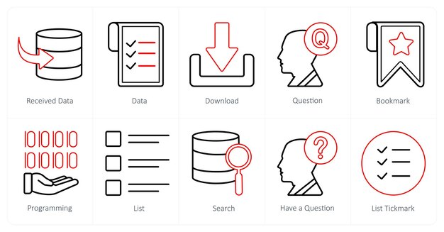 A set of 10 mix icons as received data data download question