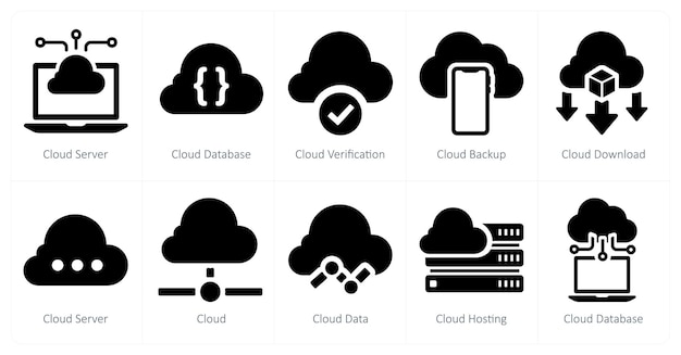 a set of 10 web marketing icons as cloud server cloud database cloud backup