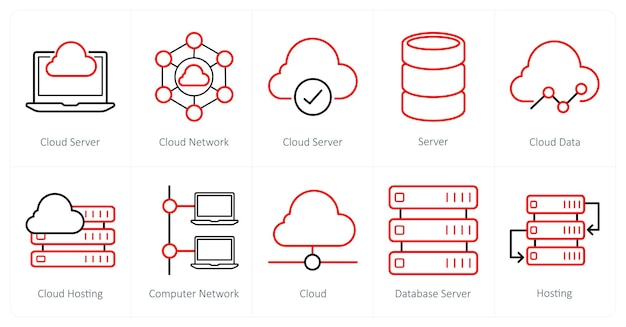 a set of 10 web marketing icons as cloud server cloud network cloud server