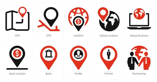 A set of 10 web marketing icons as gps location global location