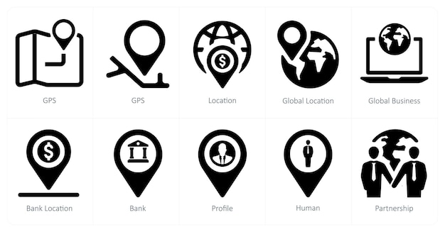 A set of 10 web marketing icons as gps location global location