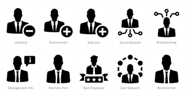 A set of 10 web marketing icons as unfriend business add user