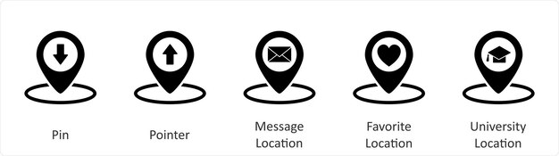 A set of 5 Business icon as pin pointer message location